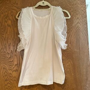 Chloe White Wardrobe Ruffle Tee White Cotton Size Medium
